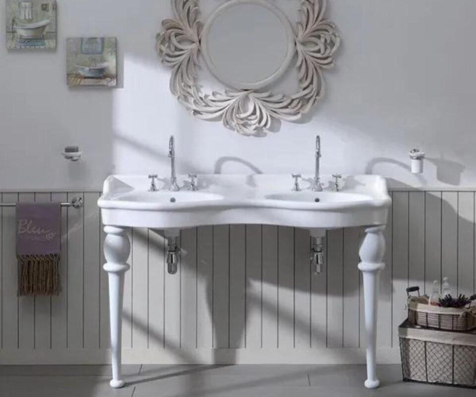 Lavabo Louxor Blanc Sarreguemines 2 cuves + 2 colonnettes-SF0400101001