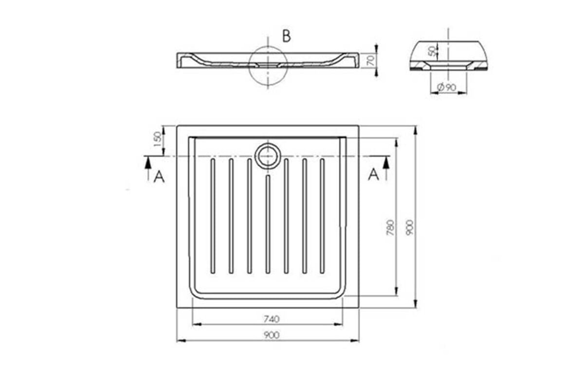 Receveur douche Sarreguemines Bâton Blanc 90x90cm – SF021400000