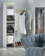 Kit de dressing BASIC Avec 5 Etagères Et 1 Rail Blanc