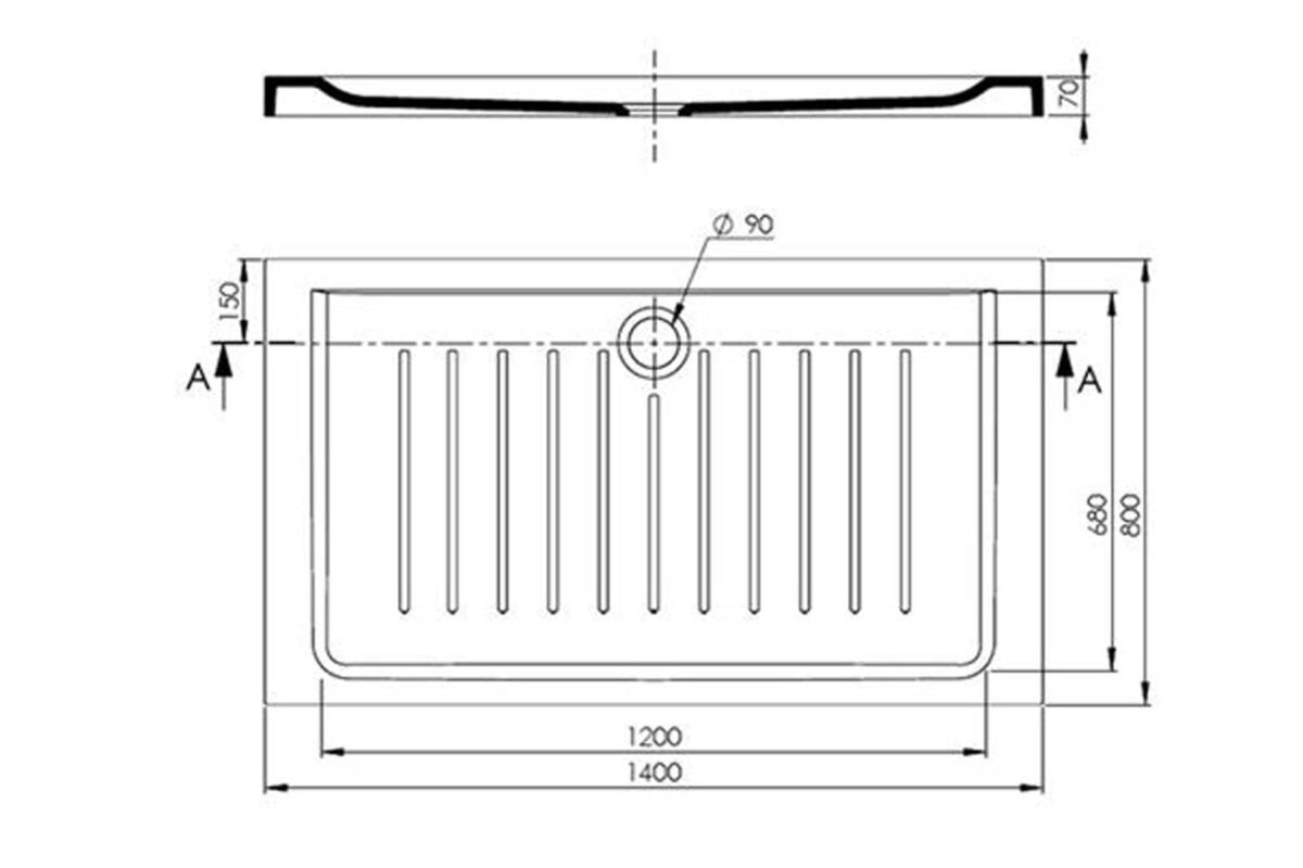 Receveur-douche-Sarreguemines-Baton-Blanc-140x80cm